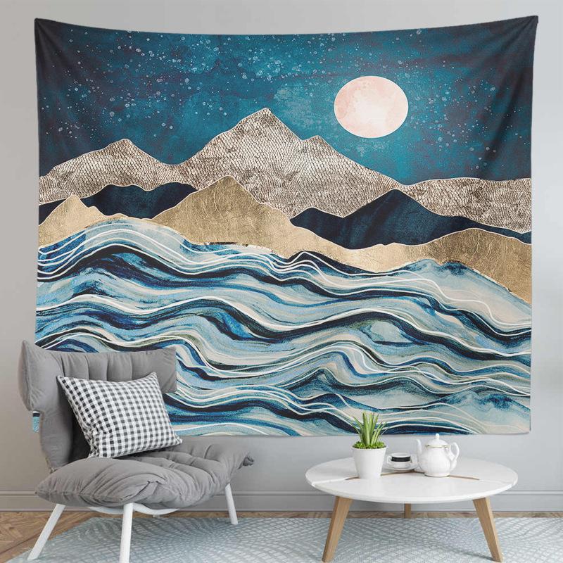 Karda Sunrise Mountain Print Pattern Tapestry Home Living Room Bedroom Wall Decor Backdrop Cloth Tapestry