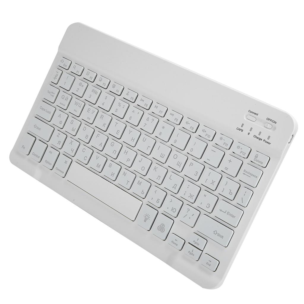 Wireless Bluetooth Keyboard 10in with RGB Backlight Square Keycap for Phone TabletWhite Russian
