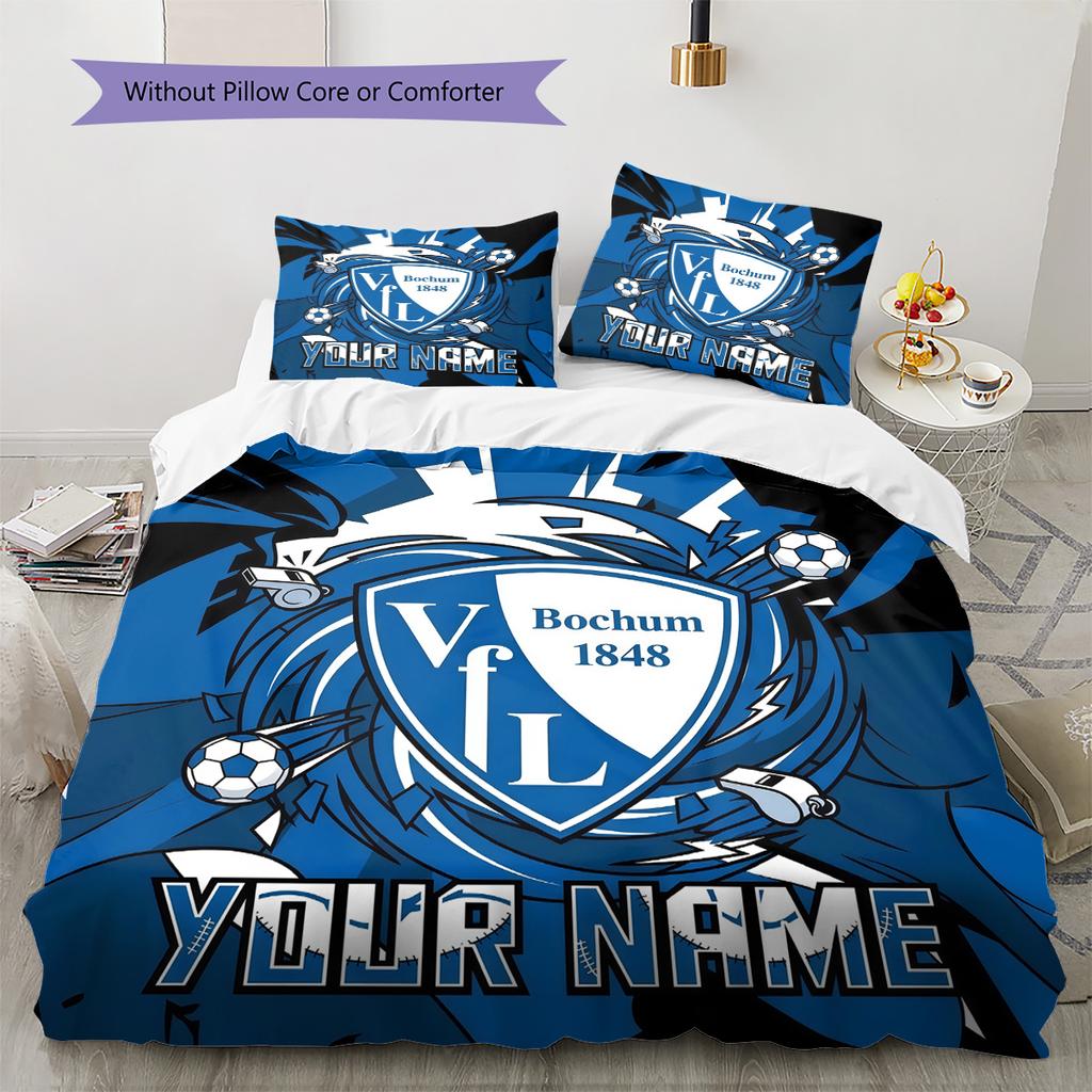 Custom Name VfL Bochum Pattern Bedding Quilt Set Home Decoration Gift (1 * duvet cover + 2 * pillowcase without core)