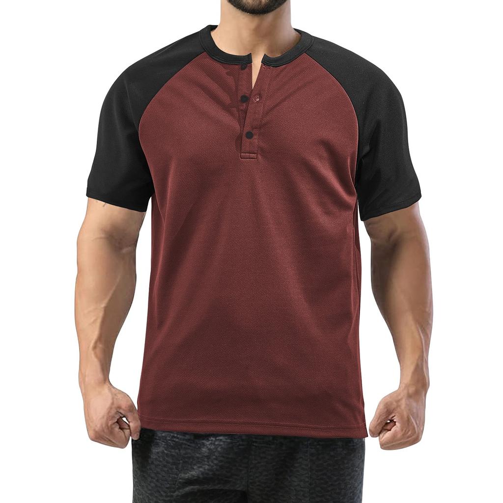 Men's Summer Colorblock Retro Short Sleeve Tops Men's Casual Fashion Tops