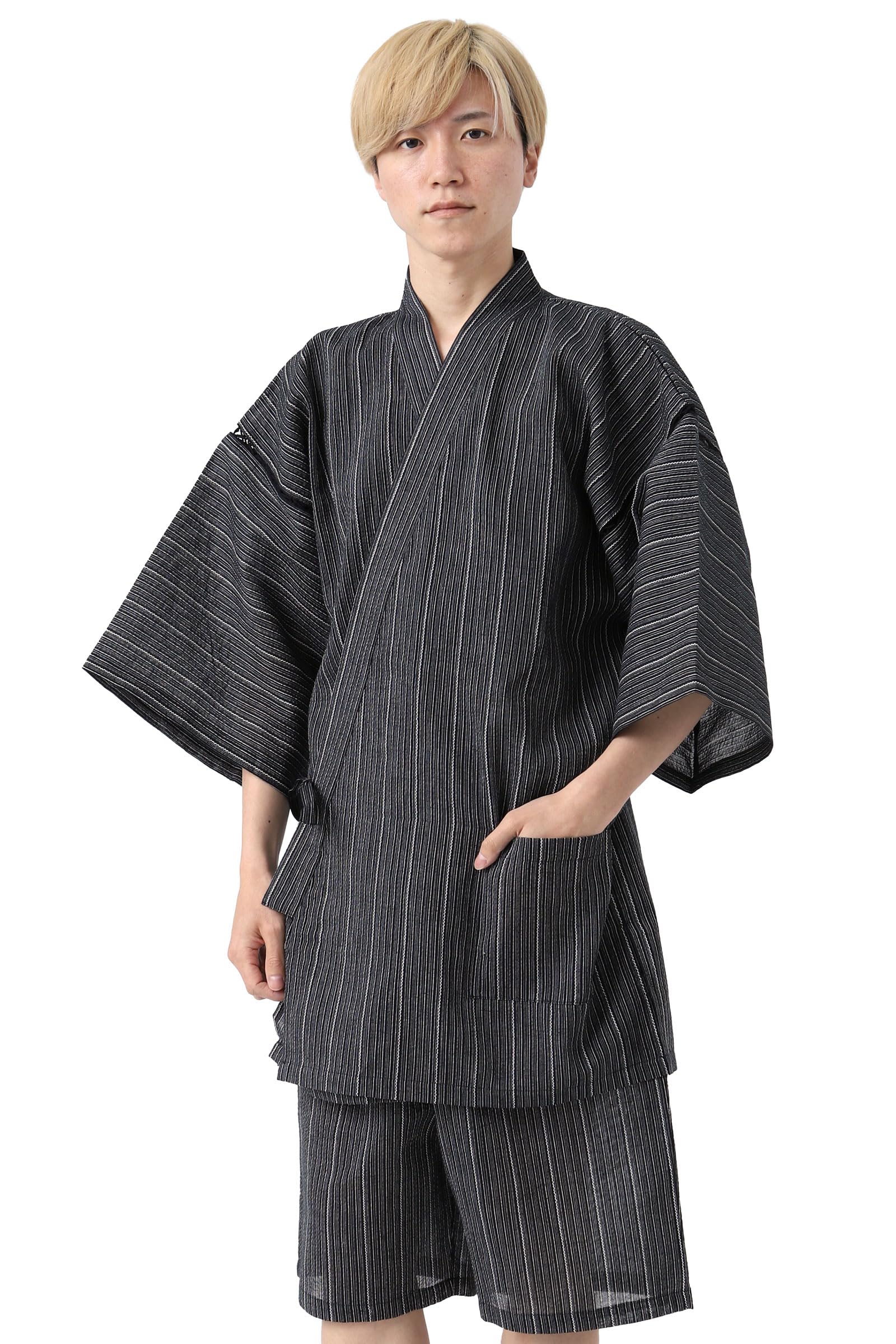 

Джинбей стильный для черный x L [Tayutafu] мужчины, пижама, День отца, хлопок, лен, прохладный, мужчины, белый,