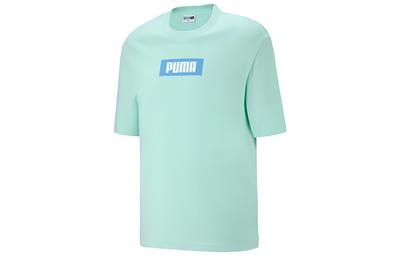 Puma T Shirts Unisex Mint Green Crew Neck Moderate Straight Fit 623561-31