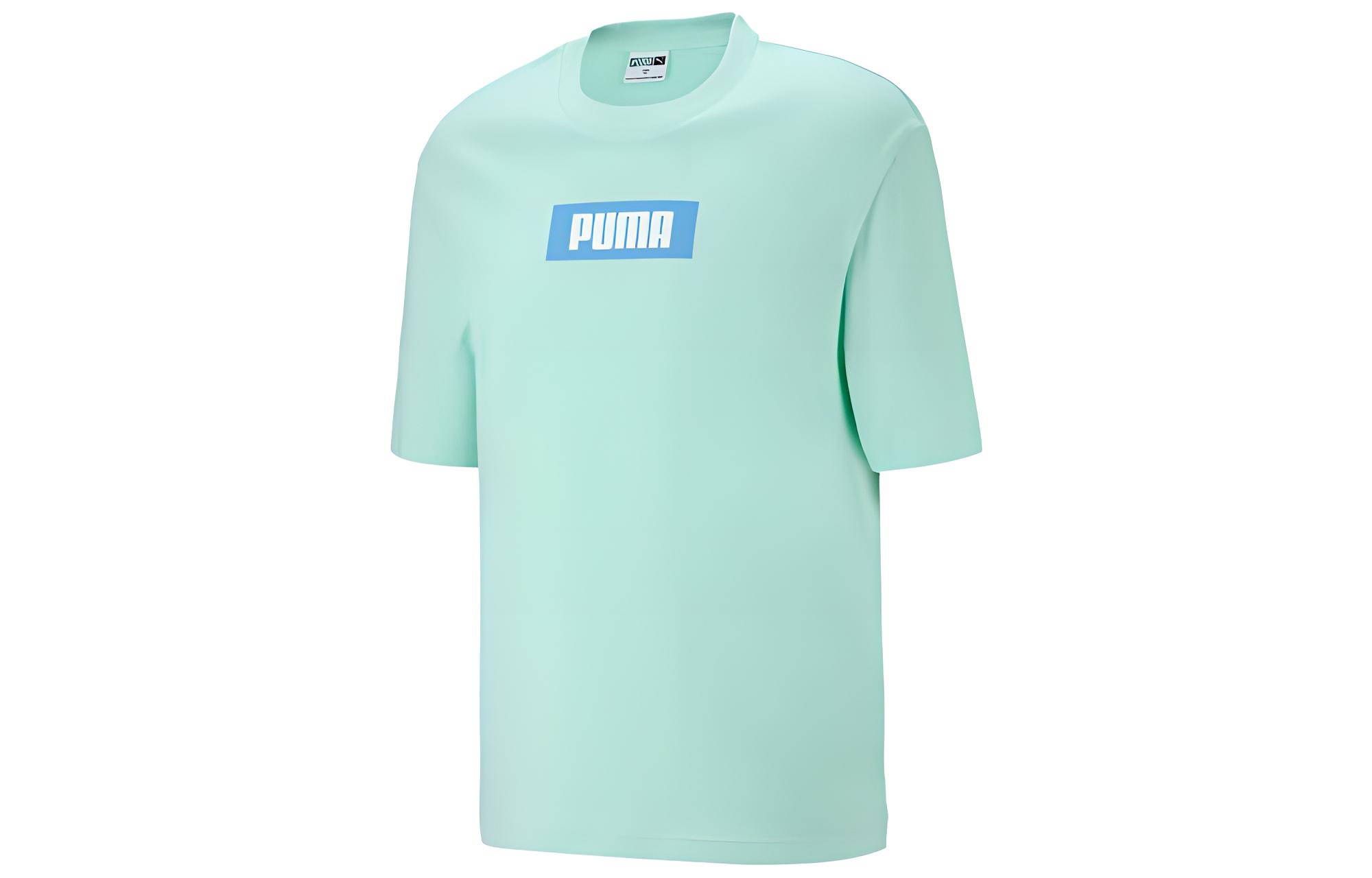 PUMA T Shirts Unisex Mint Green Crew Neck Moderate Straight Fit 623561-31 XL