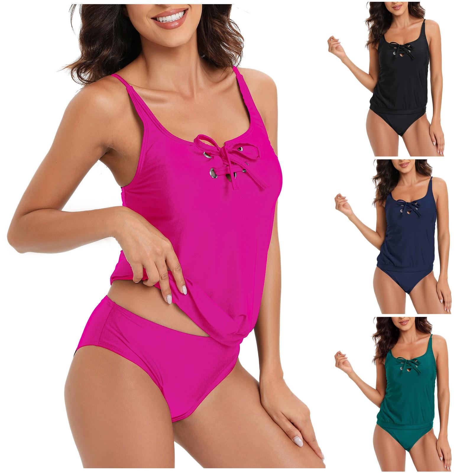 

Women s Conservative Split With Chest Pads Without Steel Bra Swimsuit Solid Swimsuit