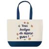 Tote Bag - PLANETEE - Jocelyne She's Amazing - Blue Background - Cotton 40 X 45 Cm - Made In France