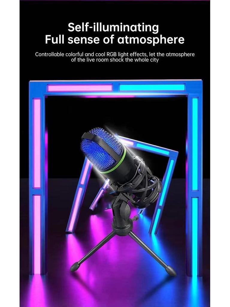 ME4 RGB USB Kondensatormikrofon - Geräuschunterdrückung für Gaming, Aufnahme und Live-Streaming