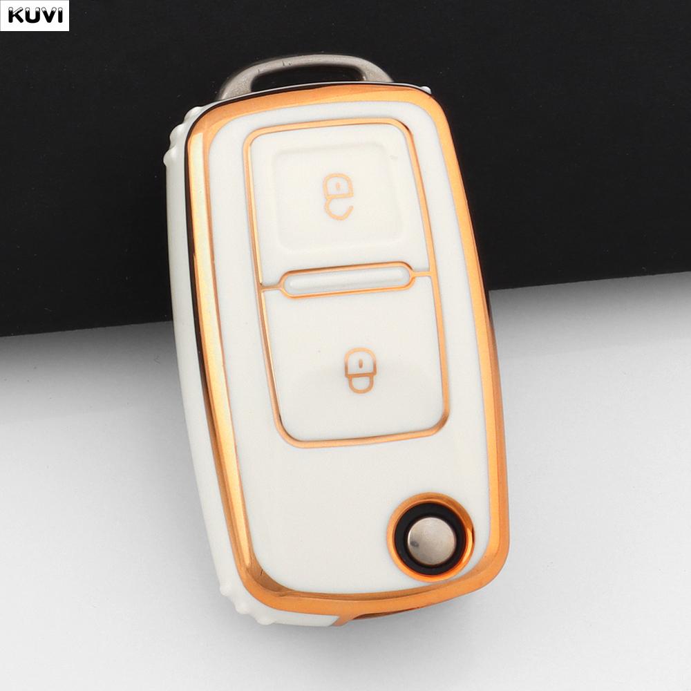 Coque de protection en TPU à 2 boutons pour clé de voiture Pour VW Volkswagen Amarok Polo Golf 4 5 6 MK4 Bora Jetta Altea Alhambra Passat B5 B6 B7