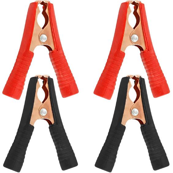 4Pcs 100A Insulated Alligator Clips Electrical Heavy Duty Alligator Clamps, Battery Replacement Cable Metal Spring Loaded Jumper Clips for Car Auto
