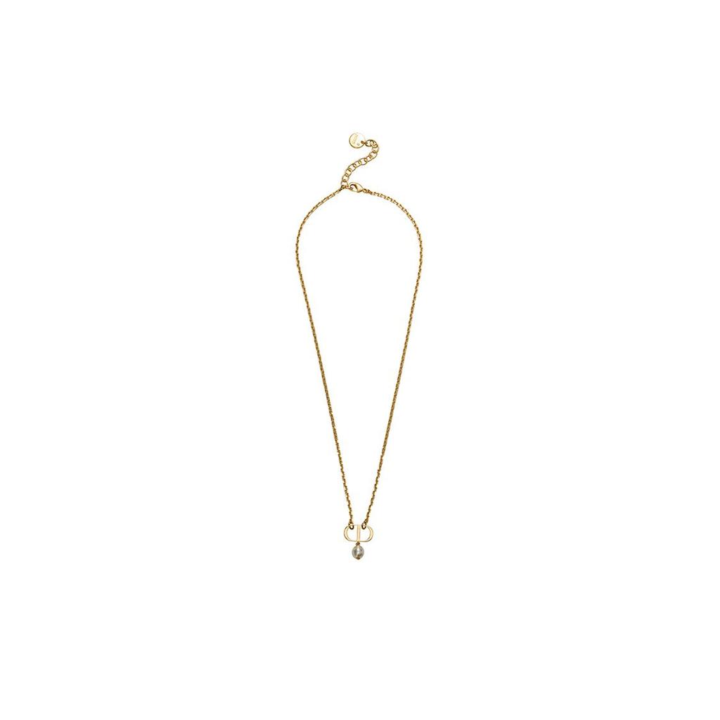Dior CD Series Round Bead Resin Metal Necklace Women Necklace Gold N1390PTCRS-D301