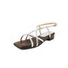 Cowhide version~ French shit-stepping cross strap square head open-toed sandals women's flat heel versatile new Roman shoes