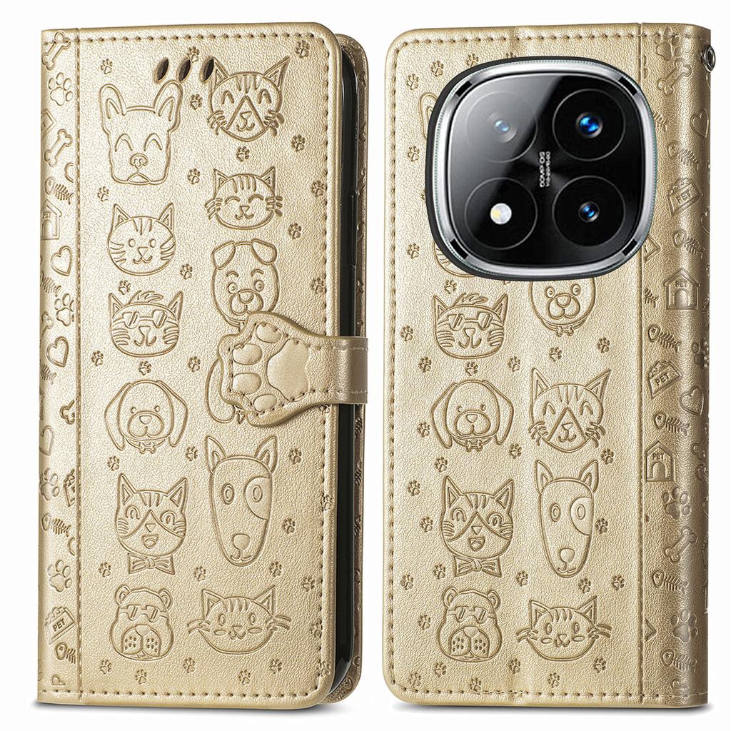 For Xiaomi Redmi Note 14 Pro 5G/Poco X7 5G Case Leather Wallet Flip Phone Cover Cute Cat Dog Pattern