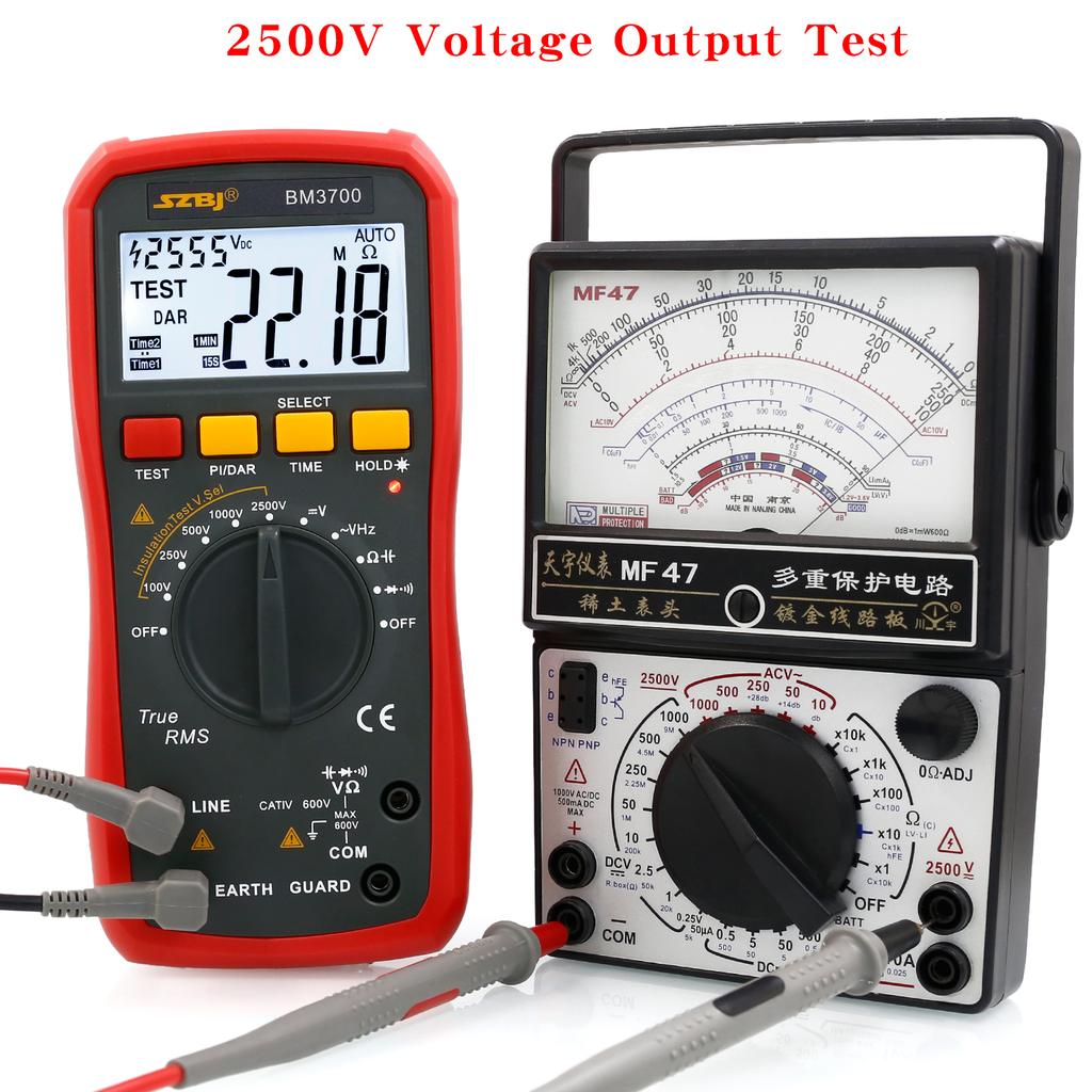 Digital Insulation Resistance Tester Multimeter with Rechargeable Lithium Battery, BM3700, 2-in-1 Handheld Megohmmeter