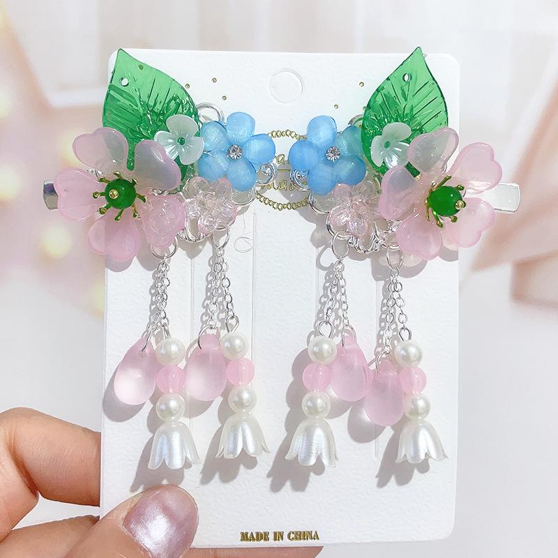 Ancient Style Children's Hanfu Hairpin with Tassel and Forehead Chain