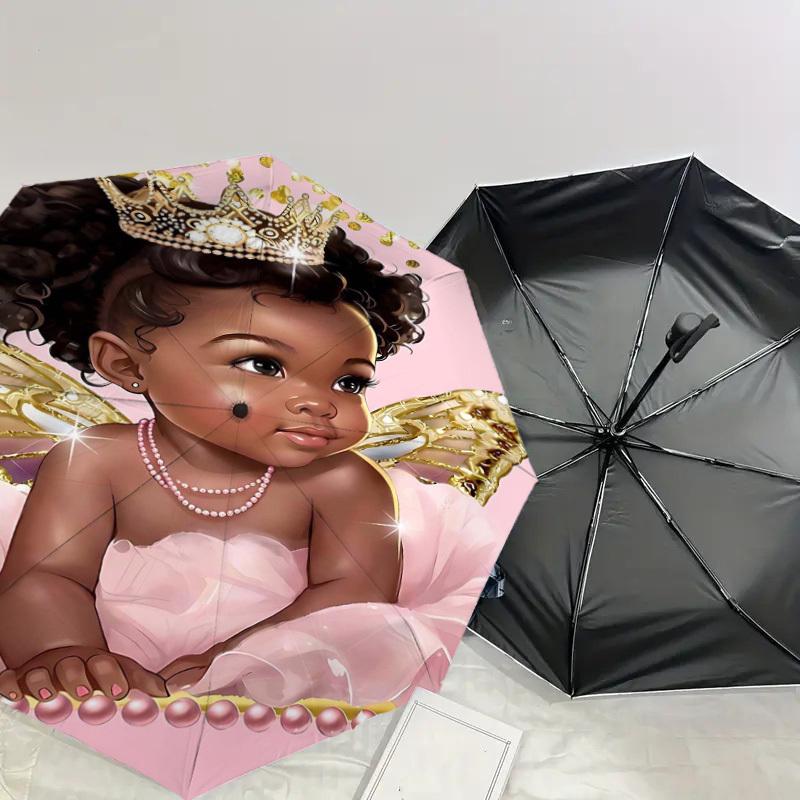 1PC Baby Princess Umbrella-8-Rib Reinforced Portable Folding Travel Suitable for All Seasons Outdoor Daily Use -J0387