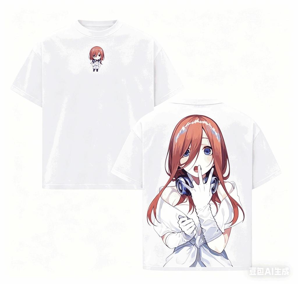 Stylish White "The Quintessential Quintuplets" Miku Casual Cotton Short-Sleeve T-Shirt