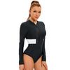 Colorblock Swimsuit Women's Backless Hollow Long-Sleeved Surfer Swimsuit
