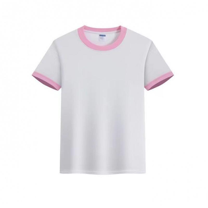 200g Cotton Color Block T-shirt for Kids - Medium & Large, Customizable Plain Top 140 cm розовый