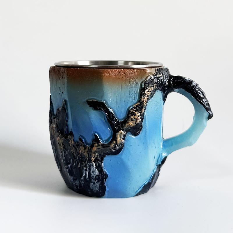 Faux Mineral Crystal Coffee Cup Resin Transparent Stylish Drinkware for Home Office Cafe Decorative Beverage Drinking Container