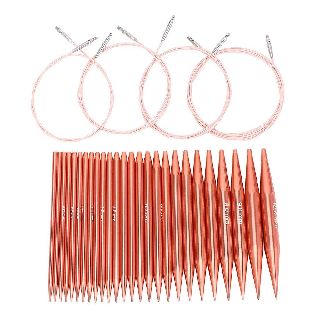 Headerbs Interchangeable Circular Knitting Needle Set, 13 Sizes, Aluminum, with Storage Case for Knitting Projects