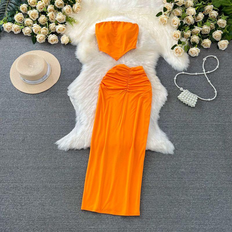 

Сладкий Сексуальный с Подушечками на Груди Высокая Талия Сумка на Бедро Модный Костюм Orange All yards