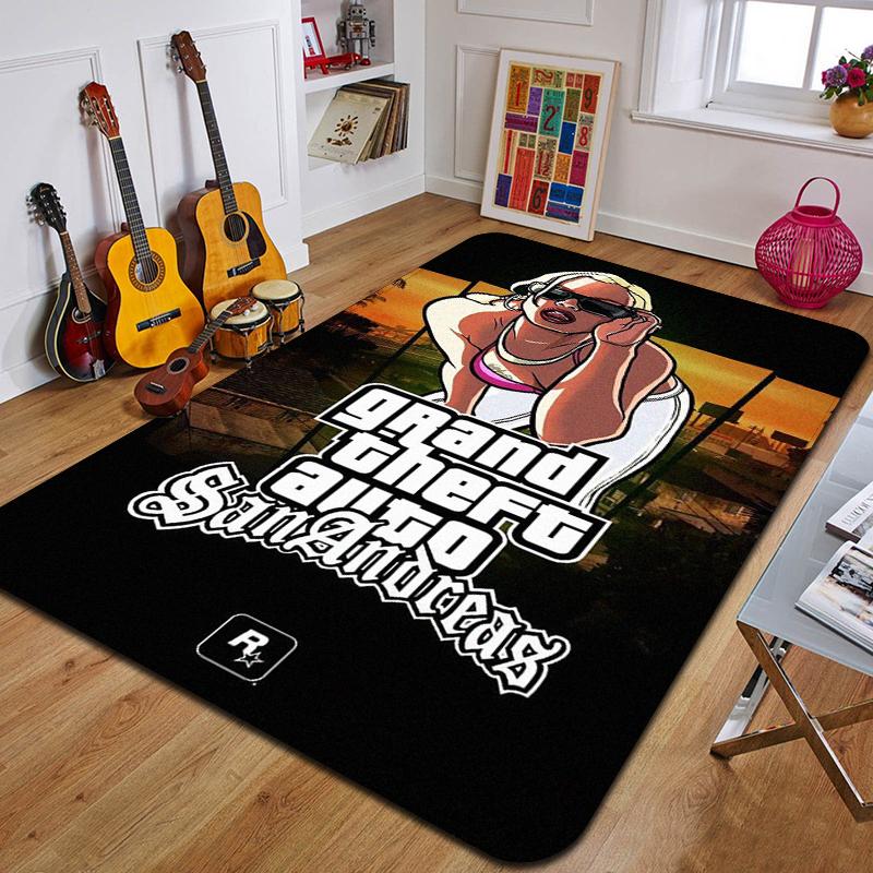 G-Grand Theft Auto Gedruckter Teppich Mode Yogamatte Schlafzimmer Dekoteppich Wohnzimmer Dekorative Bodenmatte Geburtstagsgeschenk
