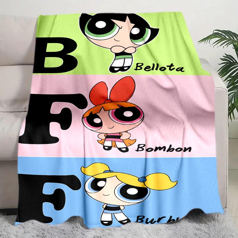1PC The Powerpuff Girls printed blanket, all season lightweight home office outdoor nap multifunctional blanket A2