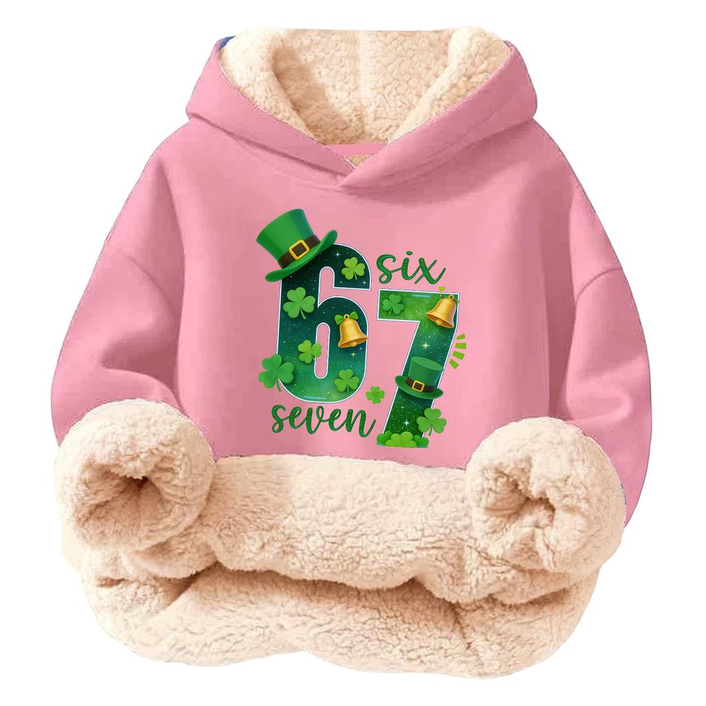 Children's Fashionable Printing Casual Fleece Hooded Loose Fit Hoodie Without Pockets
