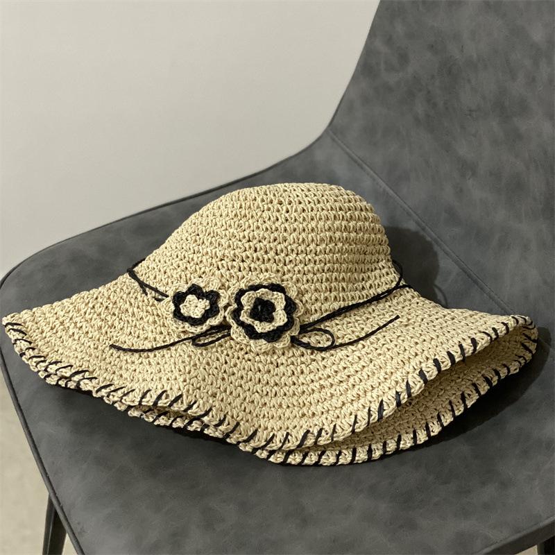 Straw hat women's sun hat season UV protection foldable big eaves hat sunshade cool hat sunscreen hat new product