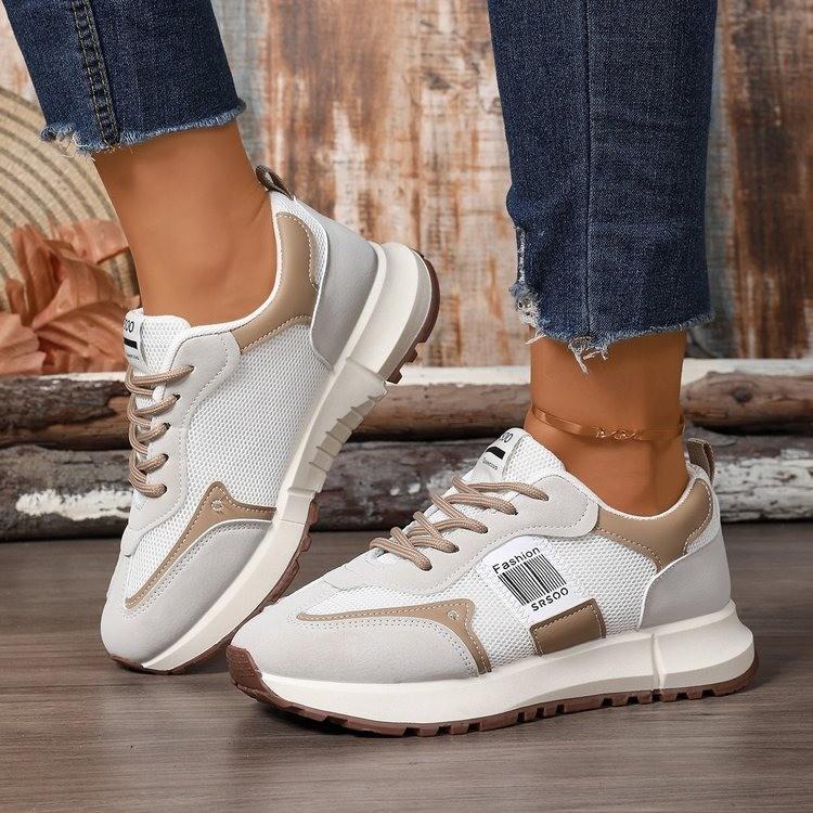 

Foreign trade thick-soled lace-up mesh large-size sports shoes women s autumn new casual color matching running dad shoes 41 хаки