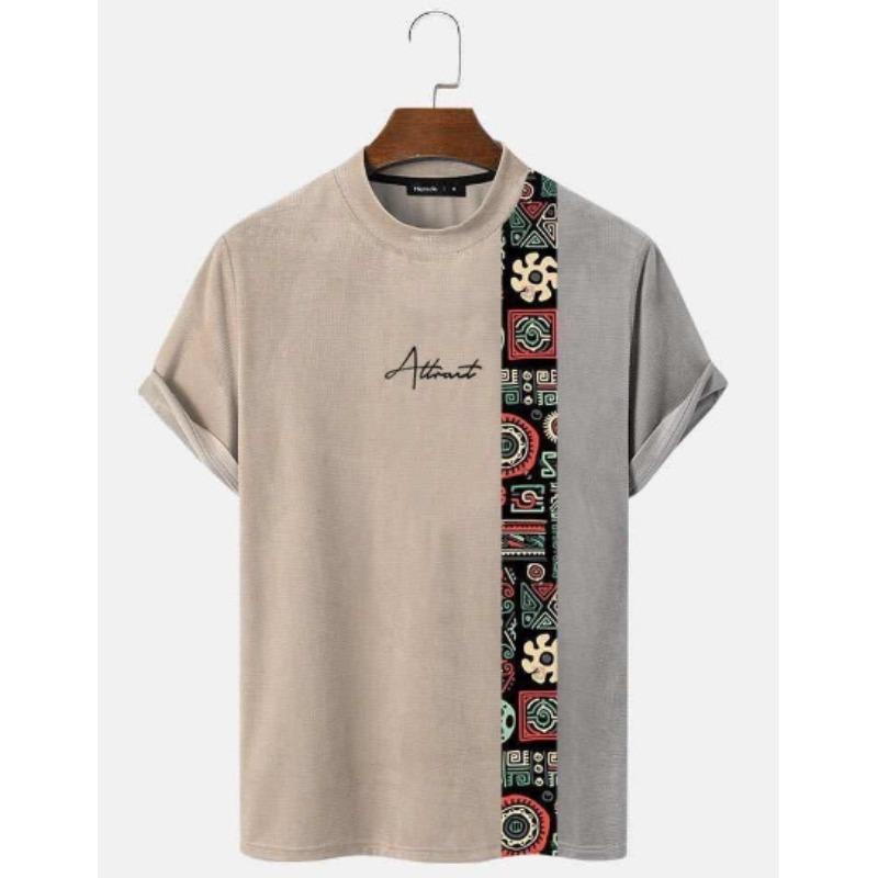 Short-sleeved T-shirt Printing Process Can Be Worn Inside and Outside, Loose Stripes