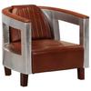 VidaXL Armchair In Aviation Style Brown Genuine Leather