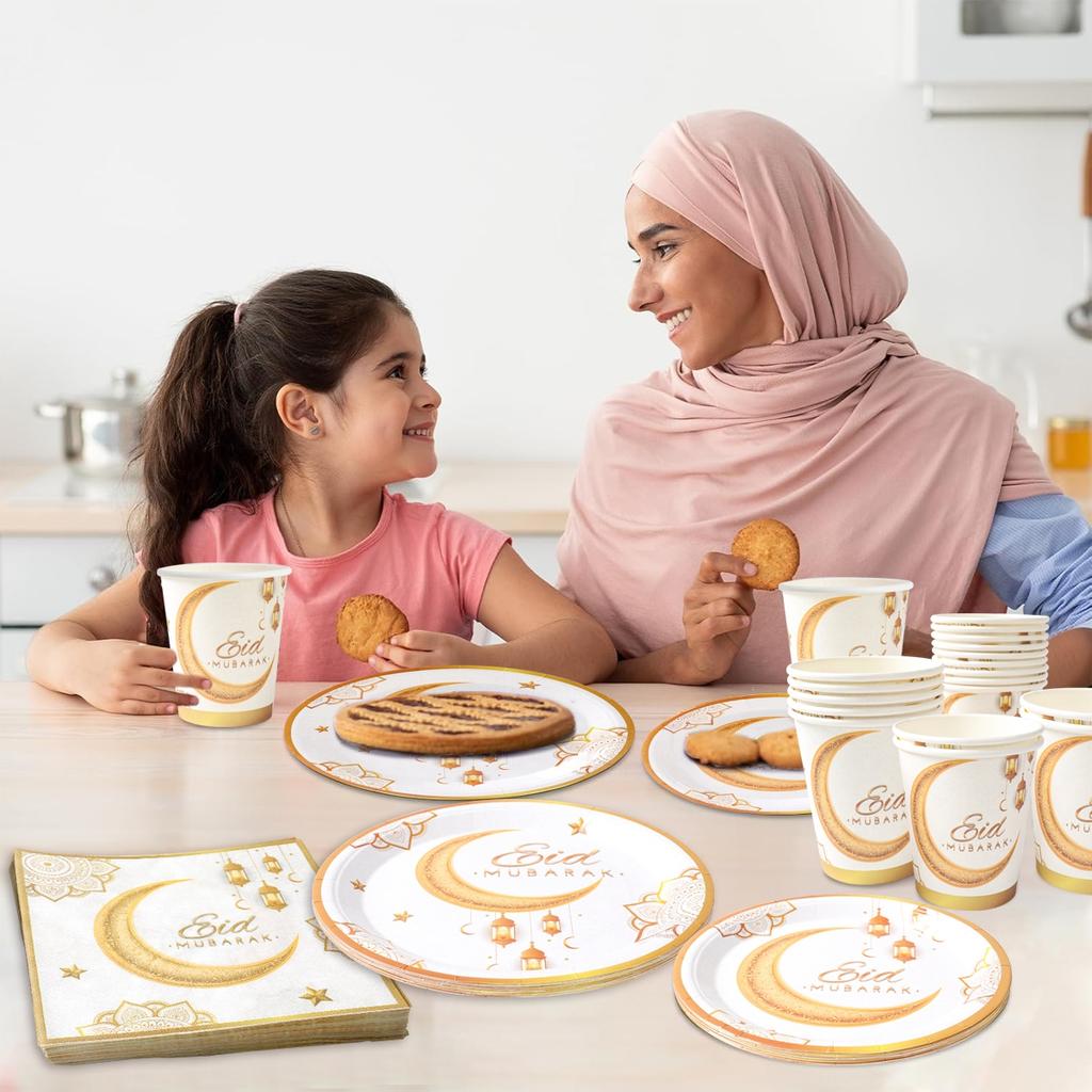 Eid Mubarak Tableware Set Ramadan Decoration For Home 2025 Ramadan Kareem Eid Al Adha Gifts Islamic Muslim Party Decoration