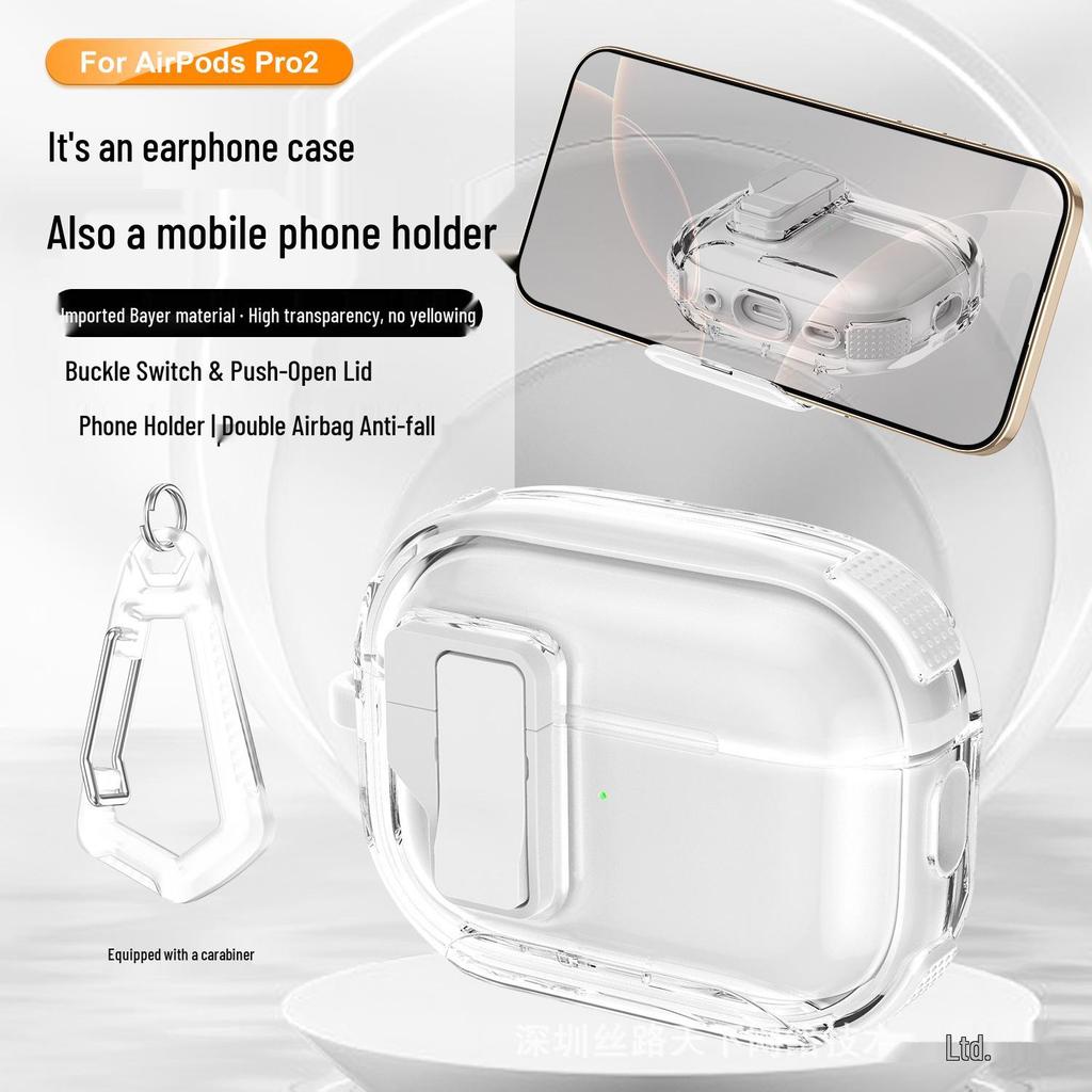 AirPods Pro 3 Transparente Schutzhülle für 4. Gen mit Ständer-Schnalle