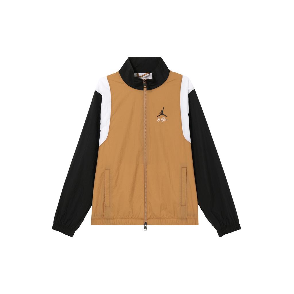 Jordan Color Block Zip Logo Embroidered Long Sleeve Jacket Men Jacket Dark-Brown FN4622-231