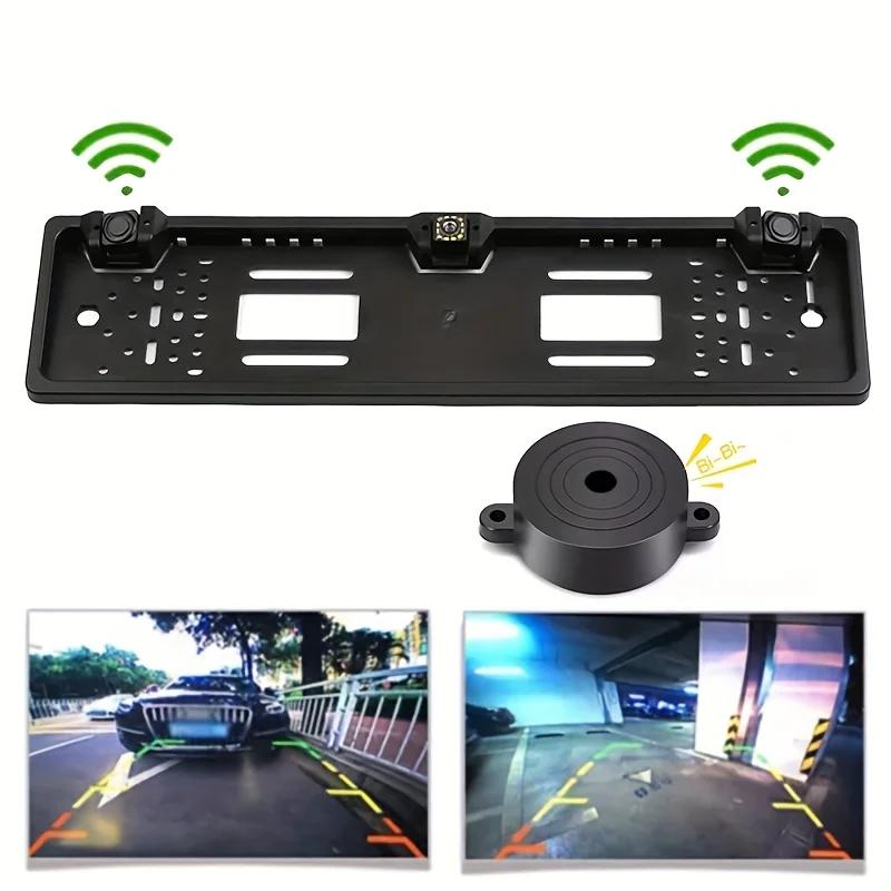 European license plate frame Dual 12Led Night Vision Car Camera System 170° Fisheyes Lens BSD/ADAS Buzzer Alarm Backup Camera