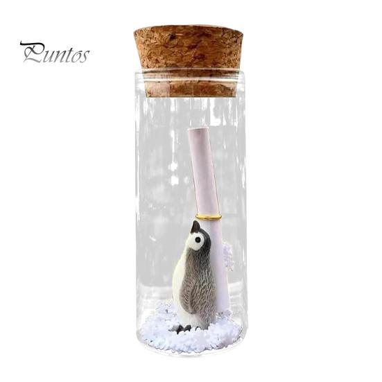 

Пингвин в бутылке с рукописным письмом, снежинка, смоляная фигурка пингвина в пробковой стеклянной банке, настольное украшение, подарок на день рождения ко Дню матери A
