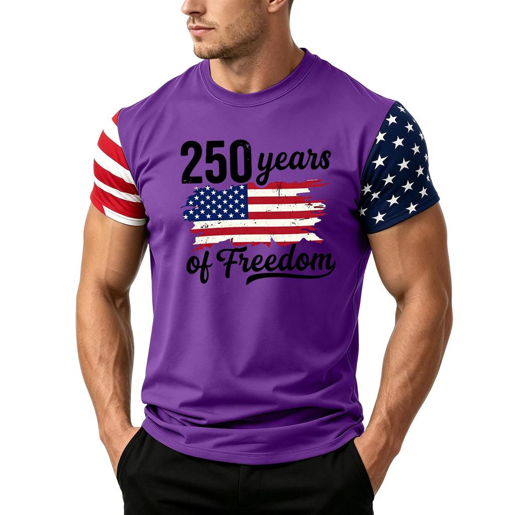 Men's Independence Day Flag Print Short Sleeve T-Shirt, Loose Casual Daily Summer Tops