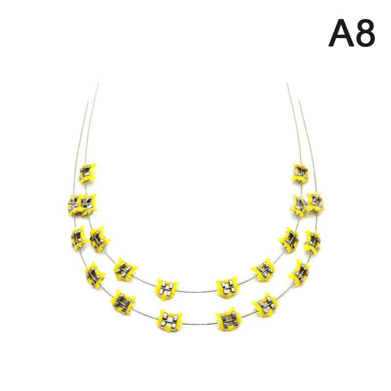 2Pcs Cartoon Cat Dental Metal Braces Archwire Without Hooks Metal Bracket And Ligature Ties Colorful Temporary Tooth Decoration