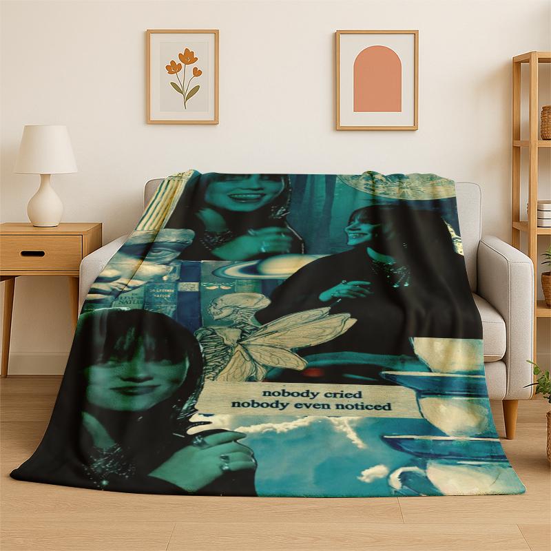

3D Billie Eilish Singer Star Flannel Blanket Soft Warm Throw Blanket for Bedroom Living Room Bed Travel Camping Picnic Gift 75x100cm (30x40inch)