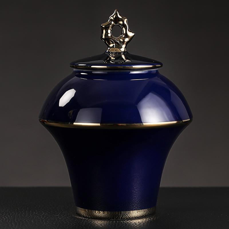 Plating Ceramic Jar with Lid Porcelain Sealed Coffee Tea Jar Porcelain Painted Gold Storage Jar Bottle Container Home Decoration
