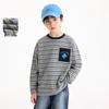 Little Yin Man Boys' Retro Striped Cotton Long Sleeve T-Shirt