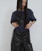 Uusoo Leather Eyelet Skirt_ Black