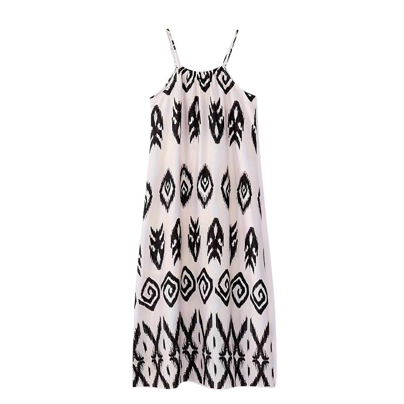

Модное принтованное платье-миди на бретельках для женщин, летнее повседневное длинное платье без рукавов с открытой спиной, праздничное пляжное женское платье на подтяжках XXXL