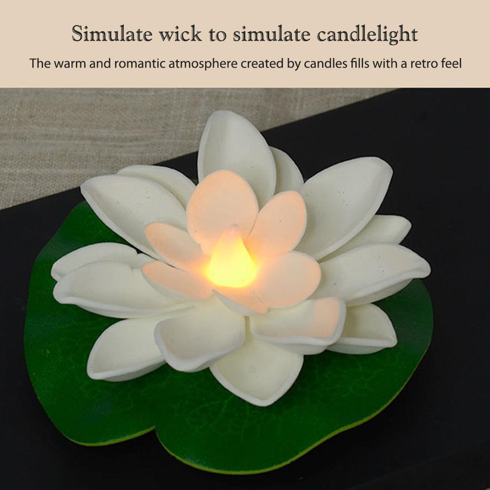 Floating Pool Light Waterproof Lily Pad Flower Candle Funny Lotus Pool Lamp Decorative River Lantern Wedding Festival Decoration