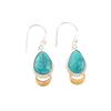 Blue Turquoise Gemstone 925 Stamped Silver Handmade Jewelry Dainty Earrings 1.5" EE-162-32