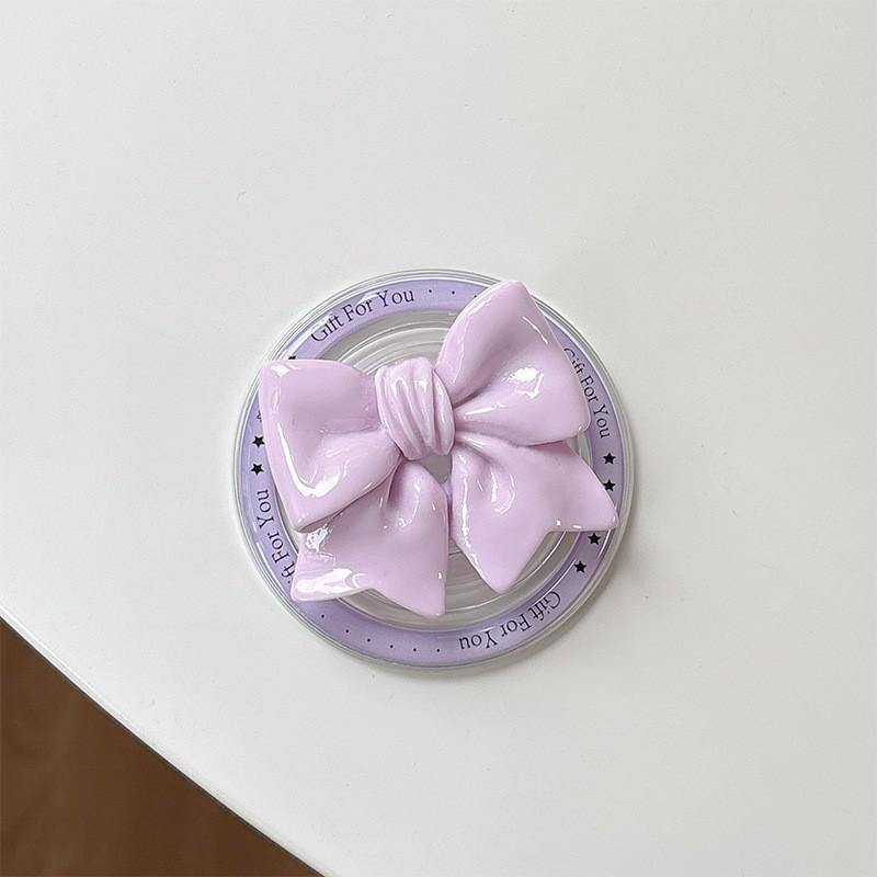 

Solid Color Bow Magnetic Suction Phone Airbag Holder Korean Instagram Style Desktop Retractable Stand Creative Watching TV Shows