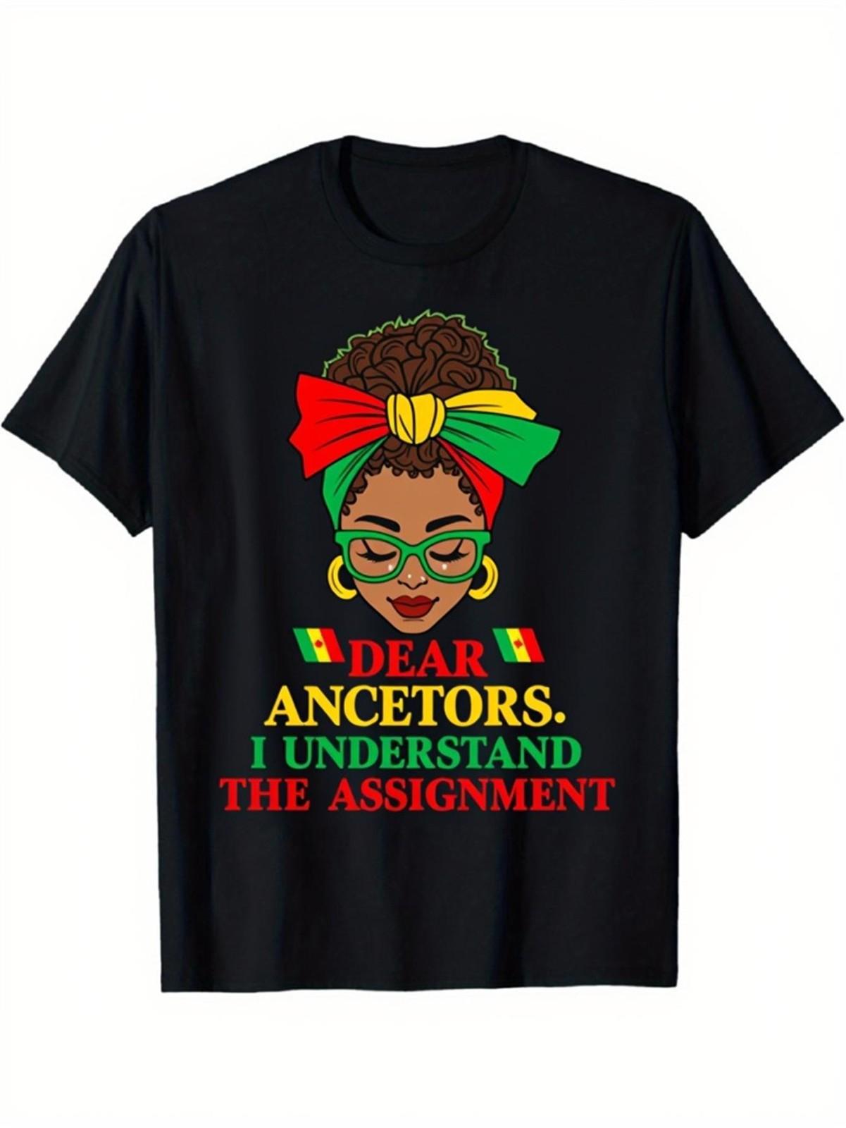 1pc Dear Ancestors I Understand The Assignment T-Shirt African American Histo S разноцветный