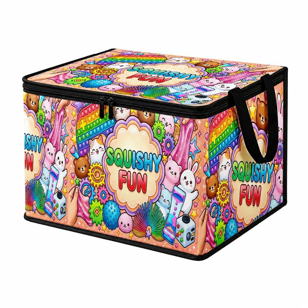 Scatola portaoggetti per giocattoli a forma di cartone animato con coperchio Cubo organizer in tessuto pieghevole Cesto per giocattoli sensoriali Fidget per la stanza dei bambini Organizzatore Gestione