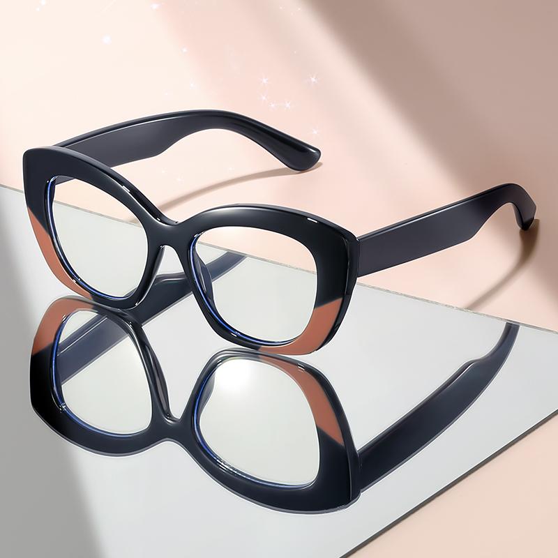 

The new artistic style anti-blue light glasses feature cat-eye Top color-blocking accents giving a sense of high-end flat light W139575WW-
