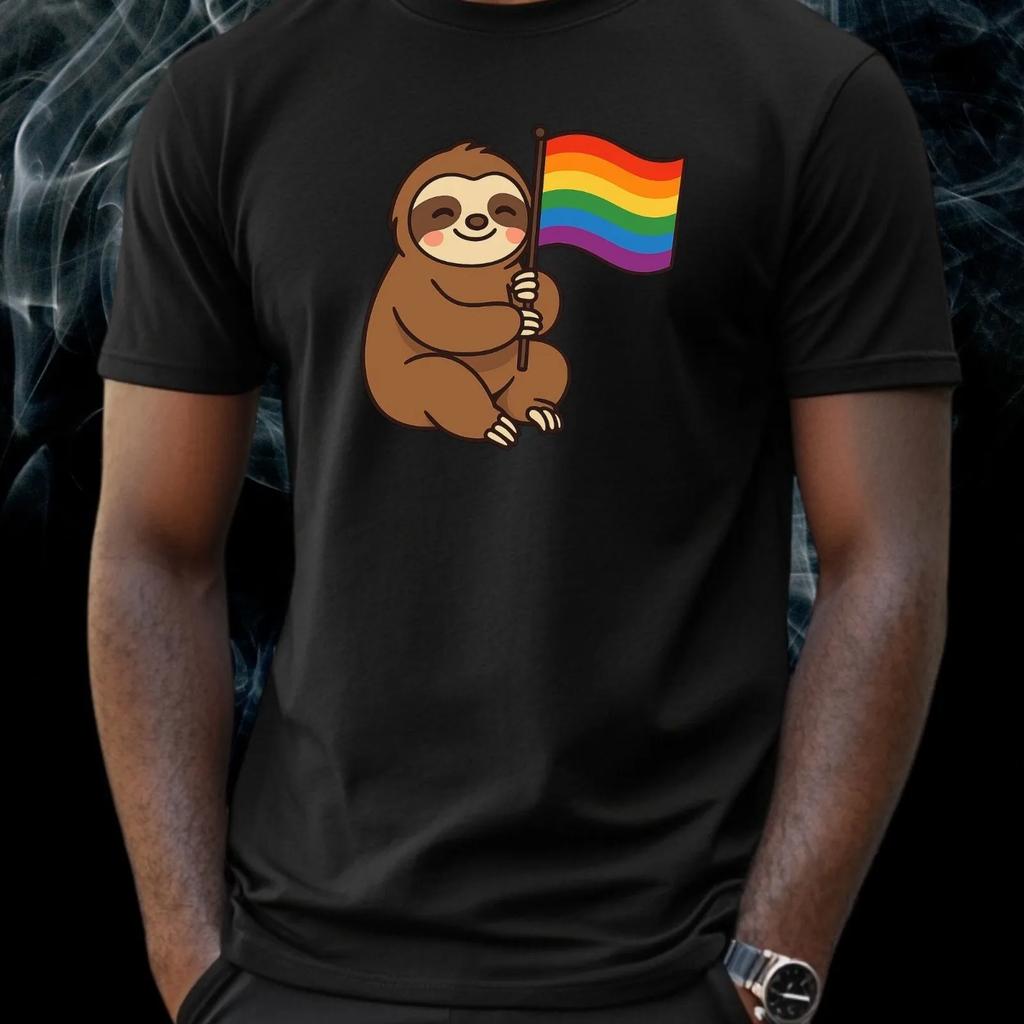 Unisexs Lgbtq Sloth Print Cotton TShirt Size Xs To 5xl